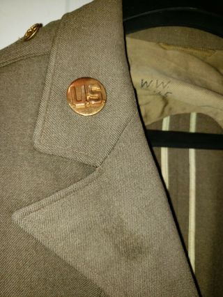 VINTAGE WW2 US Army Air Corp Four Pocket Uniform Jacket / Patch & Collar Disks 7