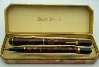 No.  3 Of 3 Listed: - Vintage 14ct Gold Nib Boxed Conway Stewart Ink Pen & Pencil