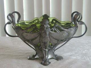 Antique Art Nouveau Wmf Butterfly Fairy Lady Vase Rare Great Shape Nr