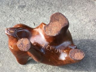 RARE NATIVE American WOOD CARVING Baby BEAR Cub AMANDA CROWE CARVED Sculpture 3