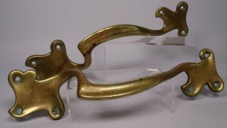 Pair Antique Solid Brass Pull Door Handles - Art Nouveau 1910’s