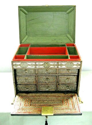 Rare c1840 Khatamkari Sadeli Indo Persian,  Anglo Indian,  Indo Portuguese Cabinet 5