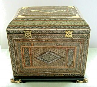 Rare c1840 Khatamkari Sadeli Indo Persian,  Anglo Indian,  Indo Portuguese Cabinet 6