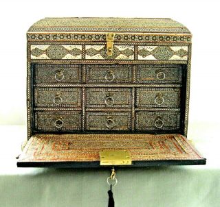 Rare c1840 Khatamkari Sadeli Indo Persian,  Anglo Indian,  Indo Portuguese Cabinet 7