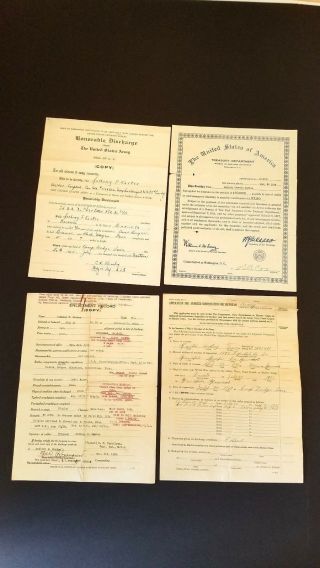 Vtg.  U.  S.  Army Discharge Papers Form 545 & Other Military Papers (7/30/1919)