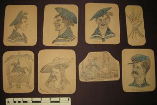 Hand Drawn Soldier & Sailor Portraits,  Quincey Soldiers Home,  11th Ill.  Veteran