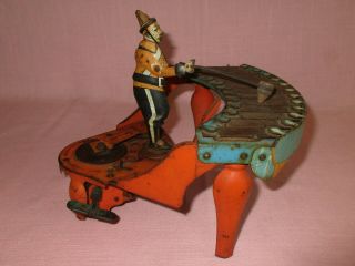 Antique Zilotone Wolverine Tin Metal Wind Up Automation Clown Musical Toy 1930 5