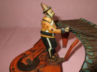 Antique Zilotone Wolverine Tin Metal Wind Up Automation Clown Musical Toy 1930 6