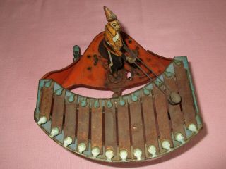 Antique Zilotone Wolverine Tin Metal Wind Up Automation Clown Musical Toy 1930 7