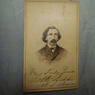 Autographed Cdv By Albert W.  Bishop 1st Arkansas Cavalry (union) / Adj General