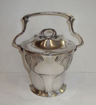 Art Nouveau Orivit Silver Plated Biscuit Barrel Box Or Ice Bucket Jugendstil