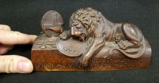Antique Grand Tour Carved Wood Lion Of Lucerne 19th Or Early 20th Century