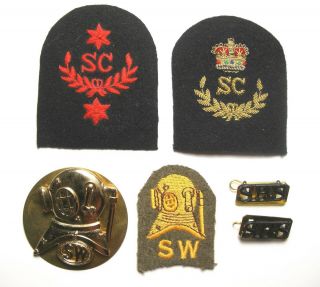 Vintage British Sbs & Swimmer Canoeist & Shallow Water Divers Badges (six)