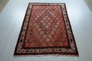 6.  14×3.  97ft Persian Antique Hand Knotted Rug,  Low Pile,  Vintage Paisley Rug 989