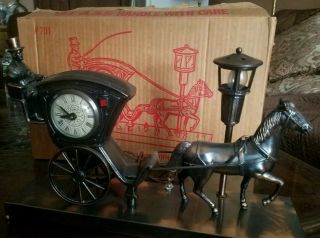 Vintage United Sessions Hansom Cab Clock With Light 701
