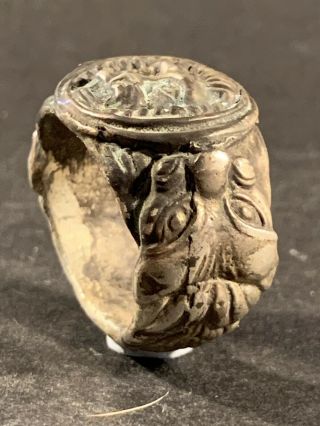 Very Rare Ancient Roman Silver Lion Ring - Fantastic Detail - Circa 200 - 300ad
