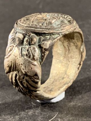 VERY RARE ANCIENT ROMAN SILVER LION RING - FANTASTIC DETAIL - CIRCA 200 - 300AD 4