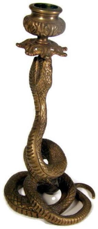 Antique Art Nouveau Bronze Coiled Snake Serpent Candlestick Sculpture 2