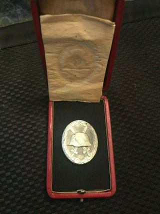 German Silver Wound Badge With Case