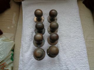 8 Vintage Round Knob Door Handles 4 Pairs Bronze / Brass Need A