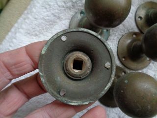 8 vintage round knob door handles 4 pairs bronze / brass need a 3
