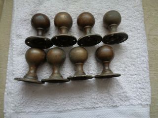 8 vintage round knob door handles 4 pairs bronze / brass need a 4
