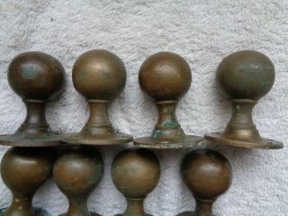 8 vintage round knob door handles 4 pairs bronze / brass need a 5