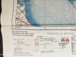 Cold War Issue 1950s British RAF SAS Vienna Trieste Silk Escape Map 3