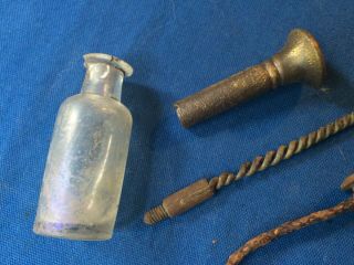 Civil War Relics Spur,  Brass Mouthpiece & Glass Bottle 2