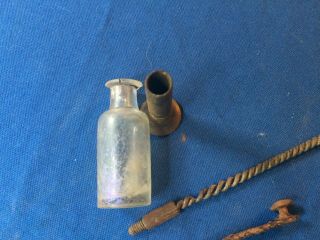 Civil War Relics Spur,  Brass Mouthpiece & Glass Bottle 4