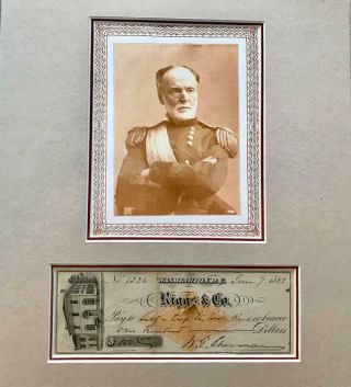 Gen.  William T.  Sherman Signed Check Display