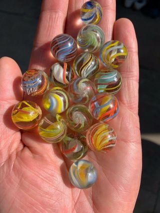 16 ANTIQUE HANDMADE GERMAN GLASS MARBLES 3