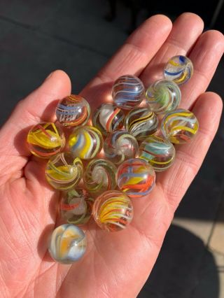 16 ANTIQUE HANDMADE GERMAN GLASS MARBLES 4