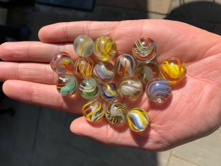 16 ANTIQUE HANDMADE GERMAN GLASS MARBLES 5