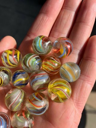 16 ANTIQUE HANDMADE GERMAN GLASS MARBLES 7