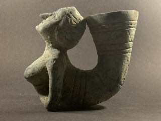 Circa 4th Century Bce Ancient Persian Bronze Fertility Ceremonial Rhyton