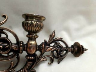 OLD SET CHISELLED BRONZE VICTORIAN DEVIL DEMON HEADS BLOWING CANDLE WALL SCONCES 6