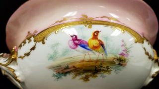 Antique Old Paris Porcelain Covered Compote Candy Dish Hand Painted Birds 5