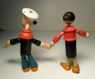 Vintage JAYMAR POPEYE & OLIVE OIL WOOD JOINTED FIGURES King Features Syndicate 4