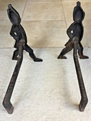 Vintage Cast Iron Walking Colonial Men Andirons End Irons Virginia Metalcrafters 5