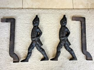 Vintage Cast Iron Walking Colonial Men Andirons End Irons Virginia Metalcrafters 7