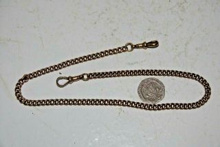 OLD 9CT GOLD ALBERT CHAIN STAMPED ON LINKS RARE ROSE GOLD WATCH CHAIN 7
