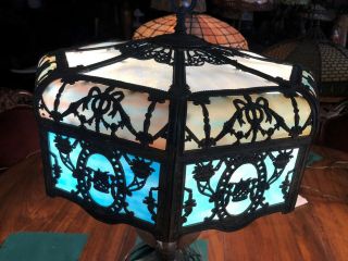 Antique Art Nouveau Miller Slag Glass Table Lamp 2