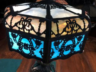 Antique Art Nouveau Miller Slag Glass Table Lamp 5