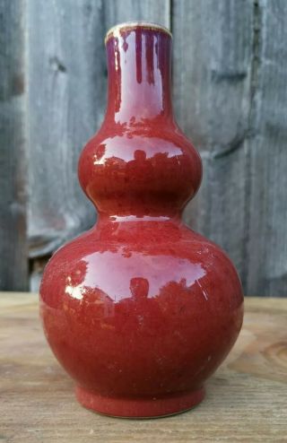 Estate Old House Chinese Antique Qing Qianlong Ox Blood Red Vase Asian China