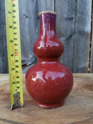 Estate Old House Chinese Antique Qing Qianlong Ox blood Red Vase Asian China 2
