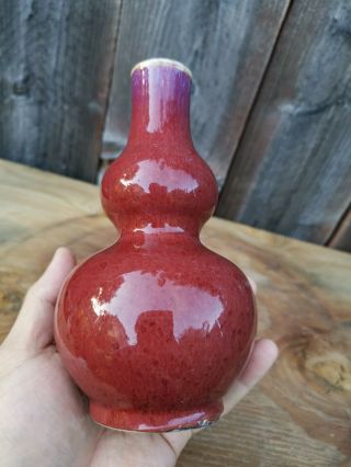 Estate Old House Chinese Antique Qing Qianlong Ox blood Red Vase Asian China 4