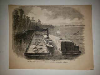Vicksburg Mississippi Civil War Tugboat Rumsey Cotton Bales 1863 Sketch Print