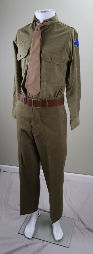 WW2 soldier dress uniform shirt & tie military US Army OD 88th Infantry division 2