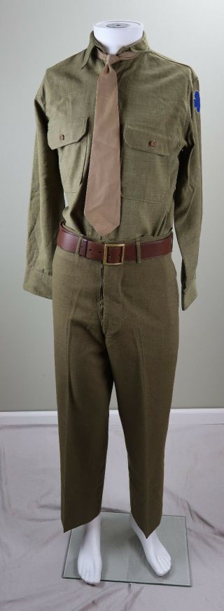 WW2 soldier dress uniform shirt & tie military US Army OD 88th Infantry division 3